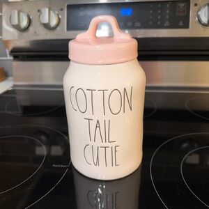 New Rae Dunn Cotton Tail Cutie Jar with Pink Lid